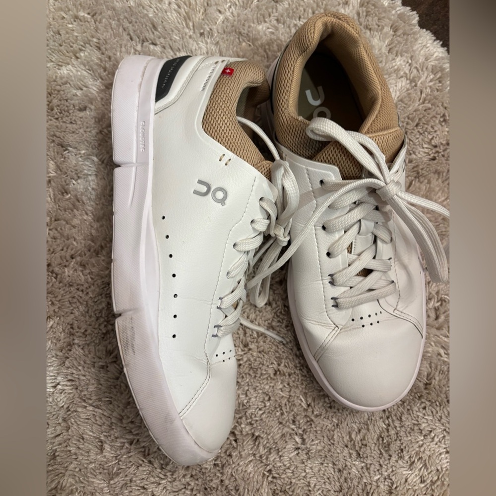 On Running The Roger White and Tan Athletic Shoes